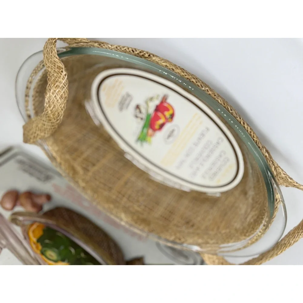 VTG Glasbake‎ Wovenware Casserole Dish Clear Glass Woven Basket 1 Qt 32 Oz 225WW